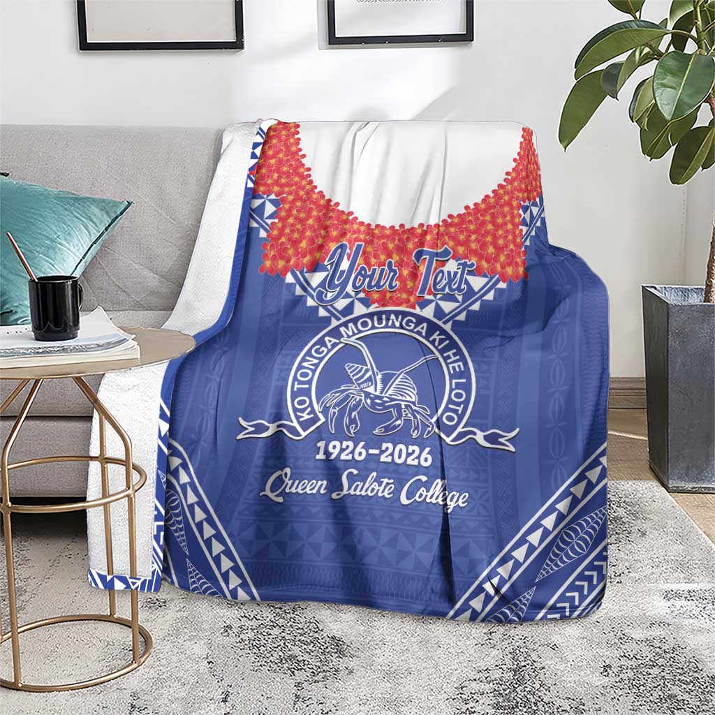 Queen Salote College 100 Years Personalized Blanket Tonga QSC Heilala Lei Blue Ngatu Pattern LT14 - Polynesian Pride