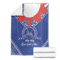 Queen Salote College 100 Years Personalized Blanket Tonga QSC Heilala Lei Blue Ngatu Pattern LT14 - Polynesian Pride