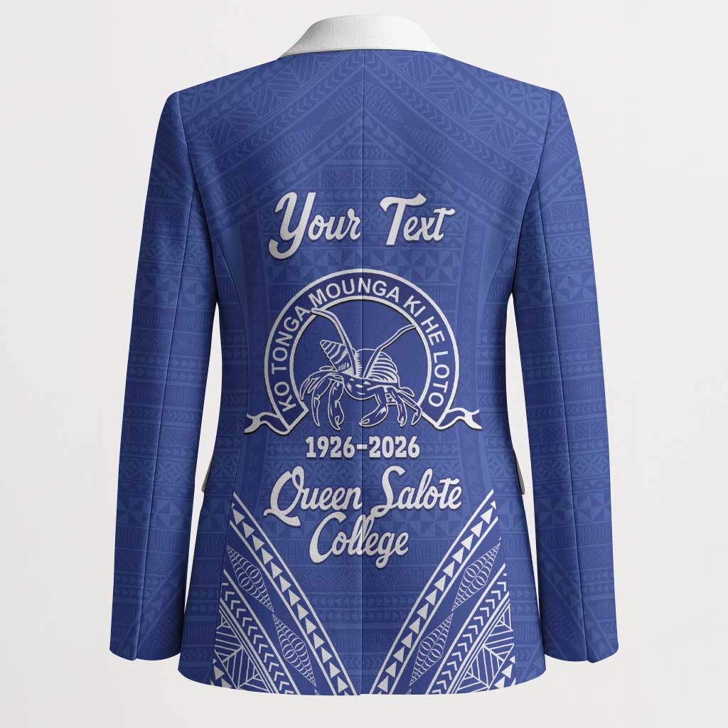 Queen Salote College 100 Years Personalized Blazer Tonga QSC Heilala Lei Blue Ngatu Pattern LT14 - Polynesian Pride
