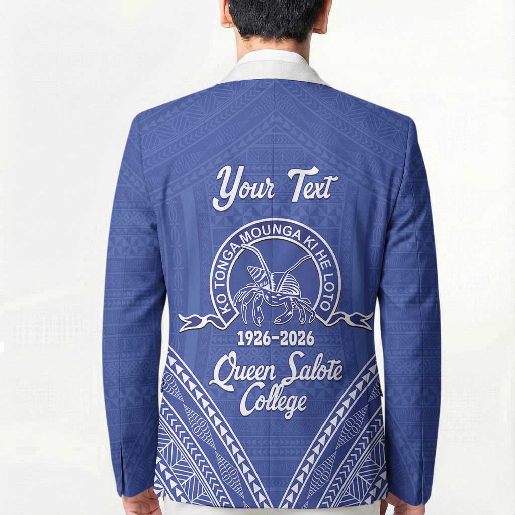 Queen Salote College 100 Years Personalized Blazer Tonga QSC Heilala Lei Blue Ngatu Pattern LT14 - Polynesian Pride