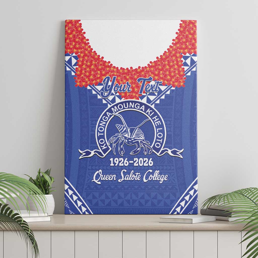 Queen Salote College 100 Years Personalized Canvas Wall Art Tonga QSC Heilala Lei Blue Ngatu Pattern LT14 - Polynesian Pride