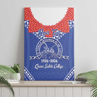 Queen Salote College 100 Years Personalized Canvas Wall Art Tonga QSC Heilala Lei Blue Ngatu Pattern LT14 - Polynesian Pride