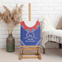 Queen Salote College 100 Years Personalized Canvas Wall Art Tonga QSC Heilala Lei Blue Ngatu Pattern LT14 - Polynesian Pride