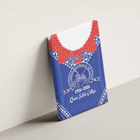 Queen Salote College 100 Years Personalized Canvas Wall Art Tonga QSC Heilala Lei Blue Ngatu Pattern LT14 - Polynesian Pride