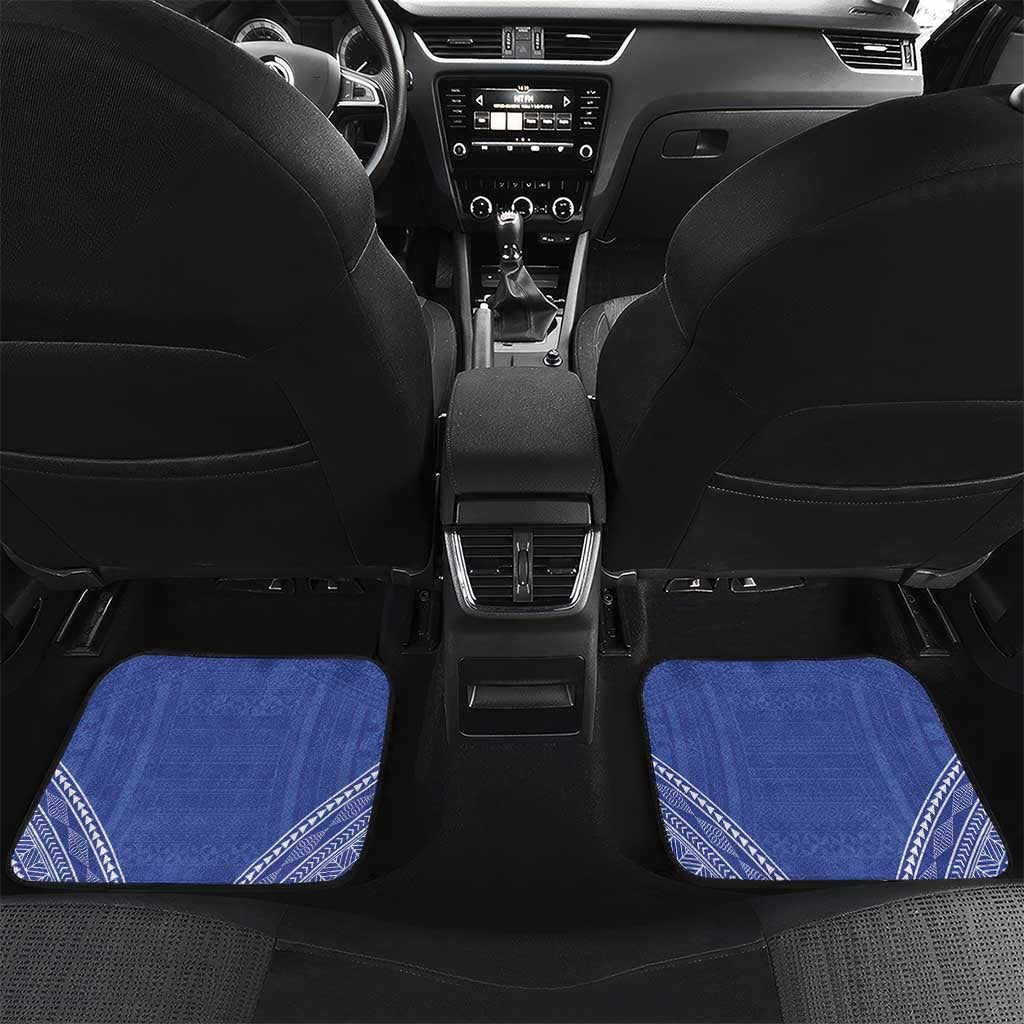 Queen Salote College 100 Years Personalized Car Mats Tonga QSC Heilala Lei Blue Ngatu Pattern LT14 Set 2pcs - Back Blue - Polynesian Pride