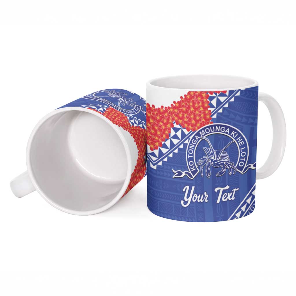 Queen Salote College 100 Years Personalized Ceramic Mug Tonga QSC Heilala Lei Blue Ngatu Pattern LT14 - Polynesian Pride