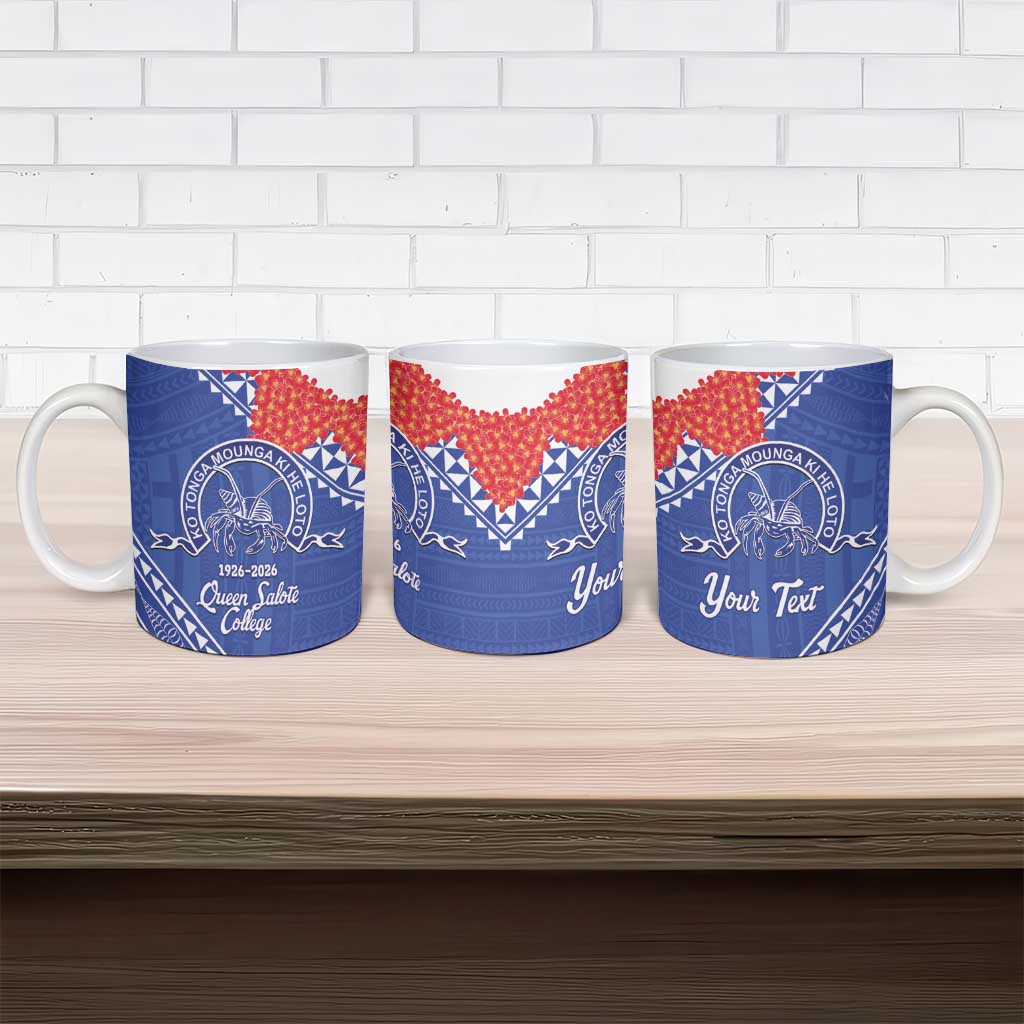 Queen Salote College 100 Years Personalized Ceramic Mug Tonga QSC Heilala Lei Blue Ngatu Pattern LT14 - Polynesian Pride