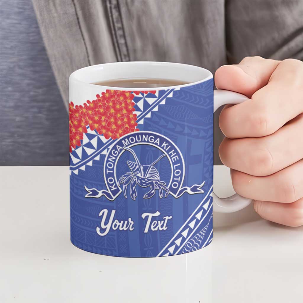 Queen Salote College 100 Years Personalized Ceramic Mug Tonga QSC Heilala Lei Blue Ngatu Pattern LT14 - Polynesian Pride