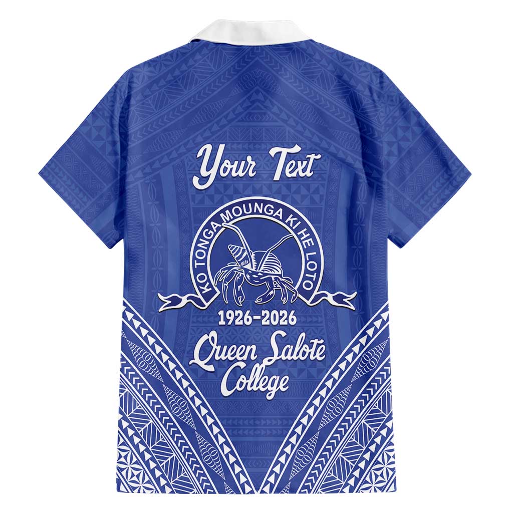 Queen Salote College 100 Years Personalized Family Matching Long Sleeve Bodycon Dress and Hawaiian Shirt Tonga QSC Heilala Lei Blue Ngatu Pattern