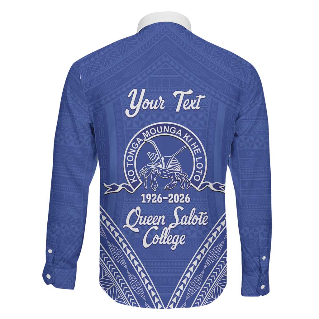 Queen Salote College 100 Years Personalized Family Matching Tank Maxi Dress and Hawaiian Shirt Tonga QSC Heilala Lei Blue Ngatu Pattern