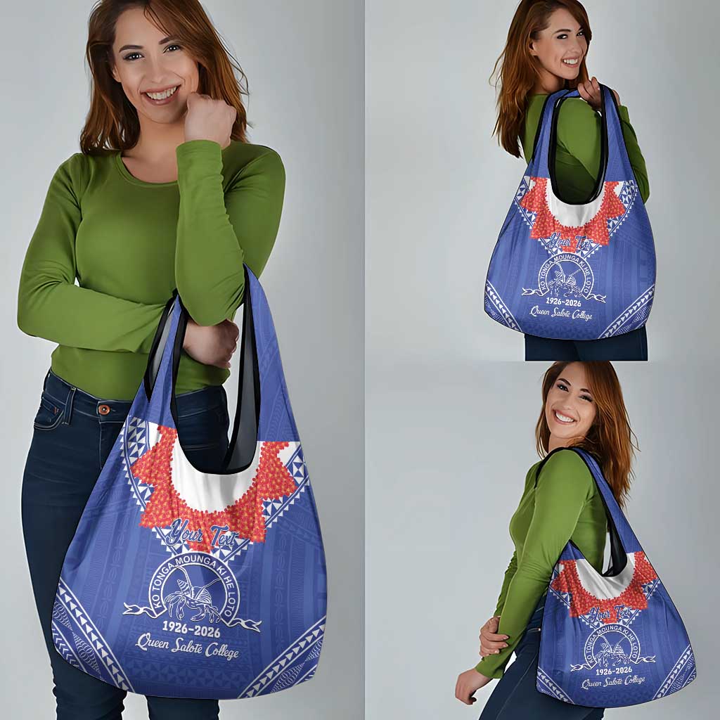 Queen Salote College 100 Years Personalized Grocery Bag Tonga QSC Heilala Lei Blue Ngatu Pattern LT14 - Polynesian Pride