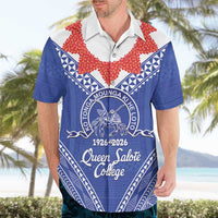 Queen Salote College 100 Years Personalized Hawaiian Shirt Tonga QSC Heilala Lei Blue Ngatu Pattern LT14 - Polynesian Pride