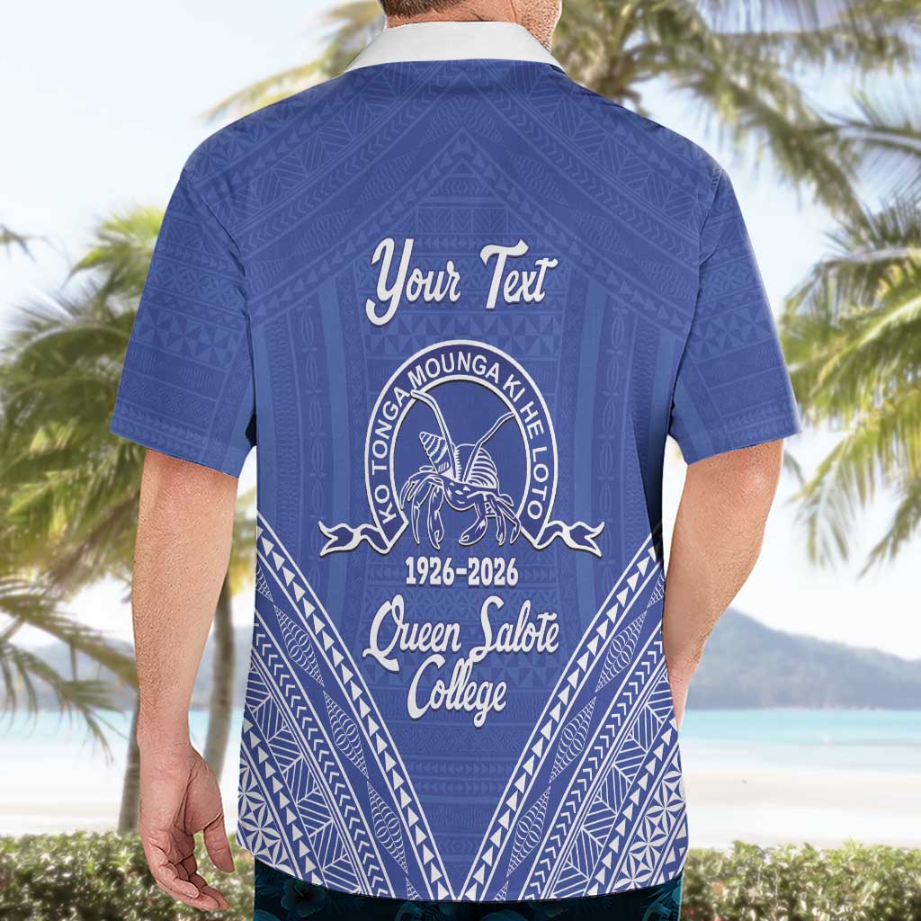 Queen Salote College 100 Years Personalized Hawaiian Shirt Tonga QSC Heilala Lei Blue Ngatu Pattern LT14 - Polynesian Pride