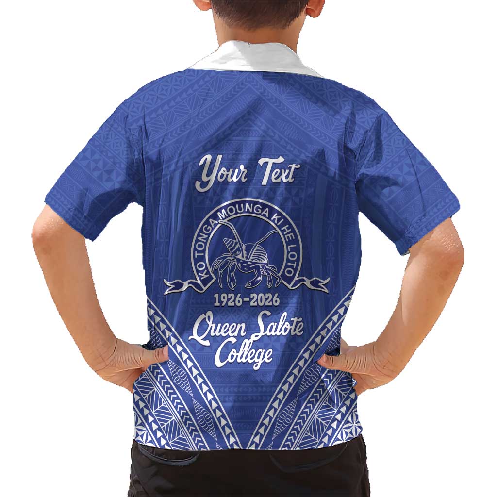 Queen Salote College 100 Years Personalized Hawaiian Shirt Tonga QSC Heilala Lei Blue Ngatu Pattern LT14 - Polynesian Pride