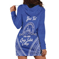Queen Salote College 100 Years Personalized Hoodie Dress Tonga QSC Heilala Lei Blue Ngatu Pattern LT14 - Polynesian Pride