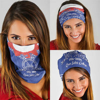 Queen Salote College 100 Years Personalized Neck Gaiter Tonga QSC Heilala Lei Blue Ngatu Pattern LT14 - Polynesian Pride