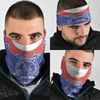 Queen Salote College 100 Years Personalized Neck Gaiter Tonga QSC Heilala Lei Blue Ngatu Pattern LT14 - Polynesian Pride