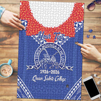 Queen Salote College 100 Years Personalized Puzzle Tonga QSC Heilala Lei Blue Ngatu Pattern LT14 Blue - Polynesian Pride