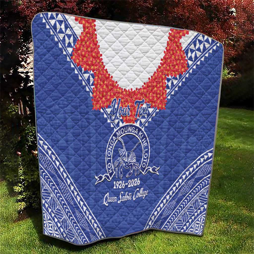 Queen Salote College 100 Years Personalized Quilt Tonga QSC Heilala Lei Blue Ngatu Pattern LT14 - Polynesian Pride