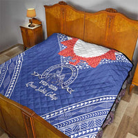 Queen Salote College 100 Years Personalized Quilt Tonga QSC Heilala Lei Blue Ngatu Pattern LT14 - Polynesian Pride