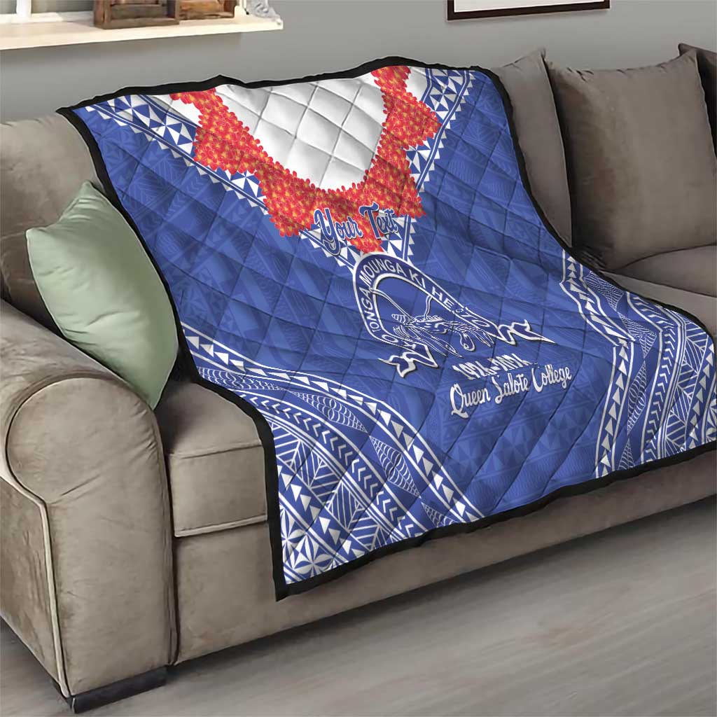 Queen Salote College 100 Years Personalized Quilt Tonga QSC Heilala Lei Blue Ngatu Pattern LT14 - Polynesian Pride