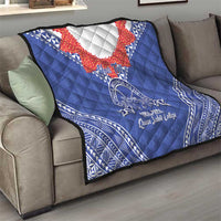Queen Salote College 100 Years Personalized Quilt Tonga QSC Heilala Lei Blue Ngatu Pattern LT14 - Polynesian Pride