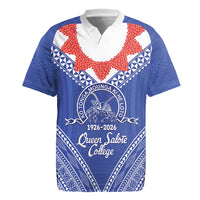 Queen Salote College 100 Years Personalized Rugby Jersey Tonga QSC Heilala Lei Blue Ngatu Pattern LT14 Blue - Polynesian Pride