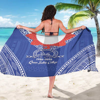 Queen Salote College 100 Years Personalized Sarong Tonga QSC Heilala Lei Blue Ngatu Pattern