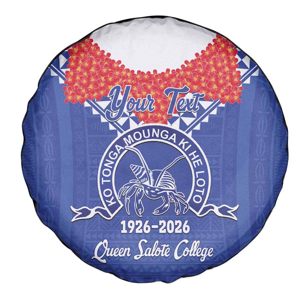 Queen Salote College 100 Years Personalized Spare Tire Cover Tonga QSC Heilala Lei Blue Ngatu Pattern LT14 - Polynesian Pride