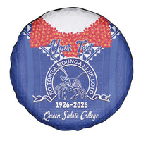 Queen Salote College 100 Years Personalized Spare Tire Cover Tonga QSC Heilala Lei Blue Ngatu Pattern LT14 - Polynesian Pride