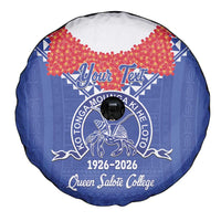 Queen Salote College 100 Years Personalized Spare Tire Cover Tonga QSC Heilala Lei Blue Ngatu Pattern LT14 - Polynesian Pride