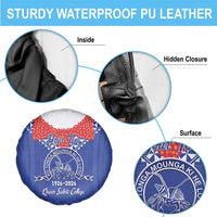 Queen Salote College 100 Years Personalized Spare Tire Cover Tonga QSC Heilala Lei Blue Ngatu Pattern LT14 - Polynesian Pride