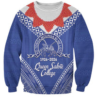 Queen Salote College 100 Years Personalized Sweatshirt Tonga QSC Heilala Lei Blue Ngatu Pattern LT14 Unisex Blue - Polynesian Pride
