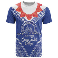 Queen Salote College 100 Years Personalized T Shirt Tonga QSC Heilala Lei Blue Ngatu Pattern LT14 Blue - Polynesian Pride