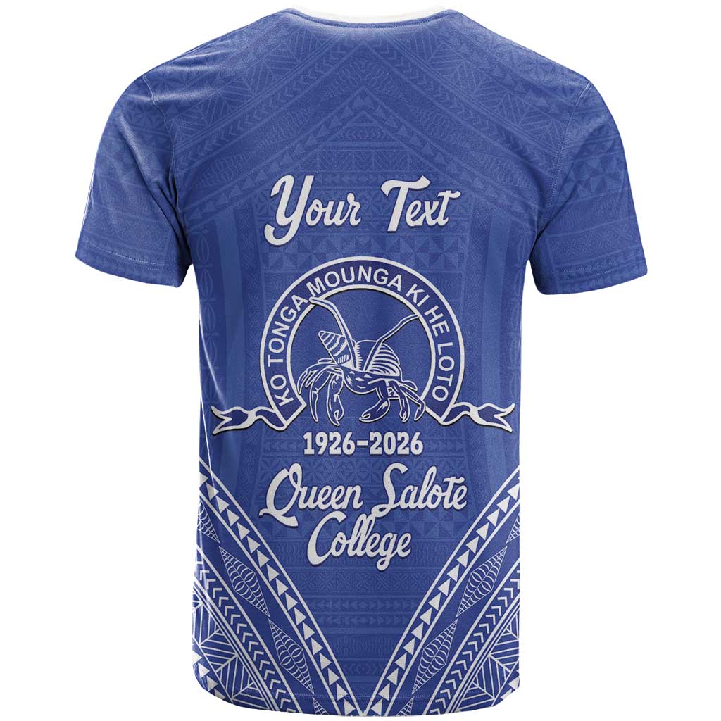 Queen Salote College 100 Years Personalized T Shirt Tonga QSC Heilala Lei Blue Ngatu Pattern LT14 - Polynesian Pride