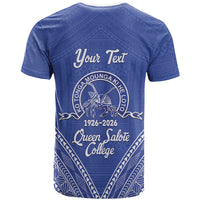Queen Salote College 100 Years Personalized T Shirt Tonga QSC Heilala Lei Blue Ngatu Pattern LT14 - Polynesian Pride