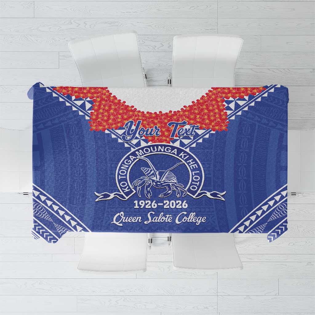 Queen Salote College 100 Years Personalized Tablecloth Tonga QSC Heilala Lei Blue Ngatu Pattern LT14 Blue - Polynesian Pride