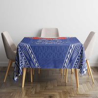 Queen Salote College 100 Years Personalized Tablecloth Tonga QSC Heilala Lei Blue Ngatu Pattern LT14 - Polynesian Pride