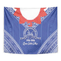 Queen Salote College 100 Years Personalized Tapestry Tonga QSC Heilala Lei Blue Ngatu Pattern LT14 - Polynesian Pride