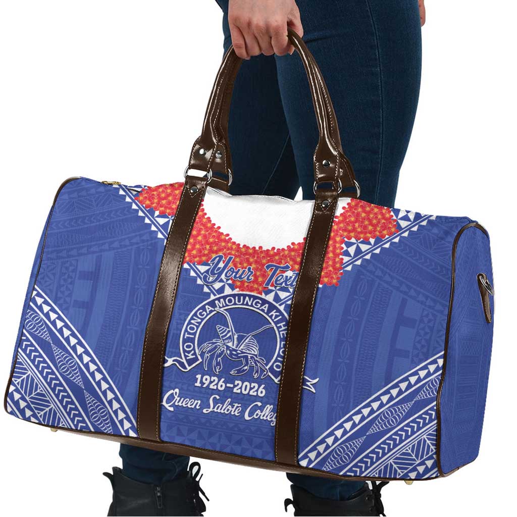 Queen Salote College 100 Years Personalized Travel Bag Tonga QSC Heilala Lei Blue Ngatu Pattern LT14 - Polynesian Pride