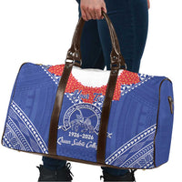 Queen Salote College 100 Years Personalized Travel Bag Tonga QSC Heilala Lei Blue Ngatu Pattern LT14 - Polynesian Pride