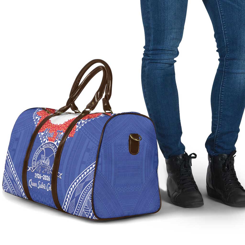 Queen Salote College 100 Years Personalized Travel Bag Tonga QSC Heilala Lei Blue Ngatu Pattern LT14 - Polynesian Pride