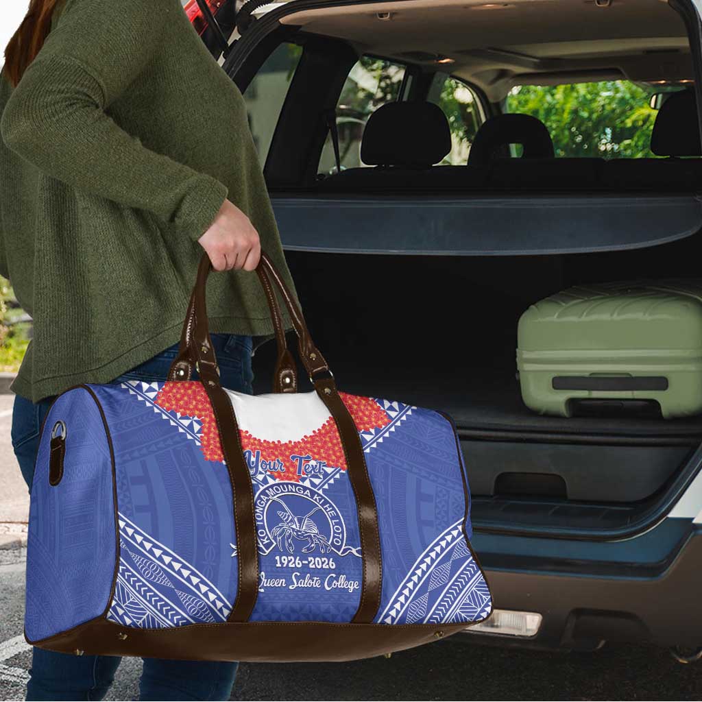 Queen Salote College 100 Years Personalized Travel Bag Tonga QSC Heilala Lei Blue Ngatu Pattern LT14 - Polynesian Pride