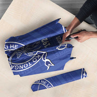 Queen Salote College 100 Years Personalized Umbrella Tonga QSC Heilala Lei Blue Ngatu Pattern LT14 - Polynesian Pride