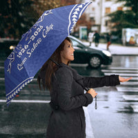 Queen Salote College 100 Years Personalized Umbrella Tonga QSC Heilala Lei Blue Ngatu Pattern LT14 - Polynesian Pride