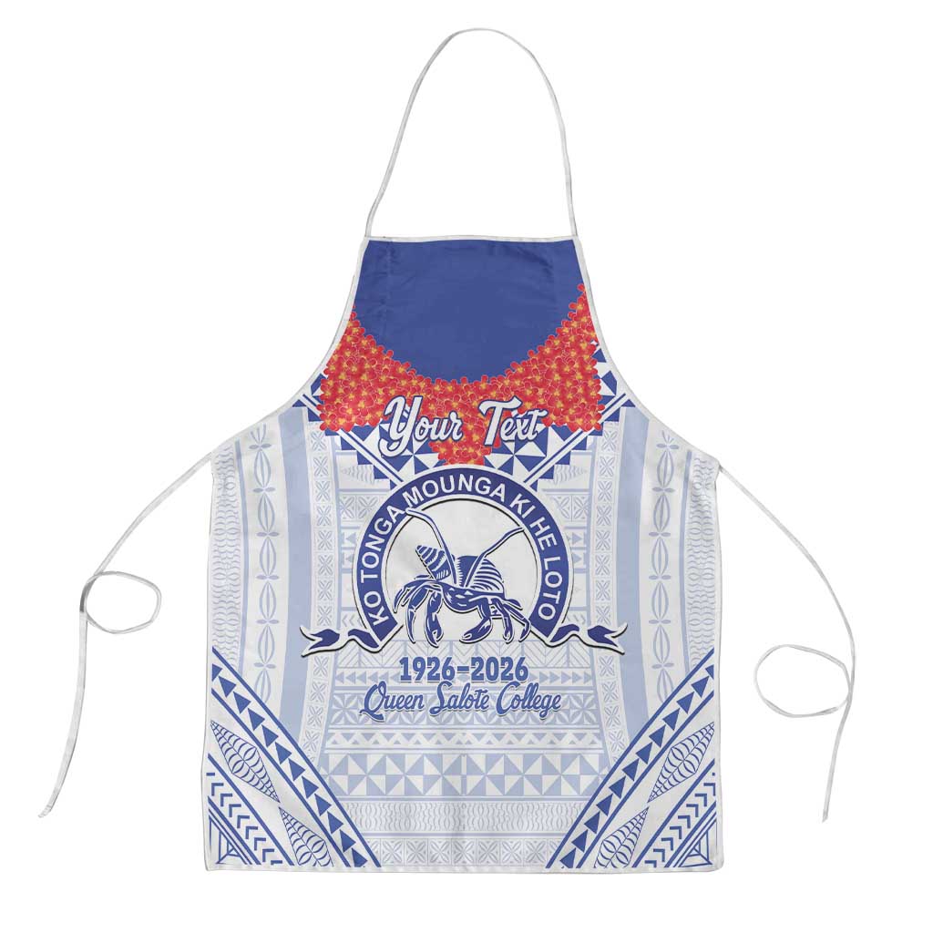Queen Salote College 100 Years Personalized Apron Tonga QSC Heilala Lei White Ngatu Pattern LT14 White - Polynesian Pride
