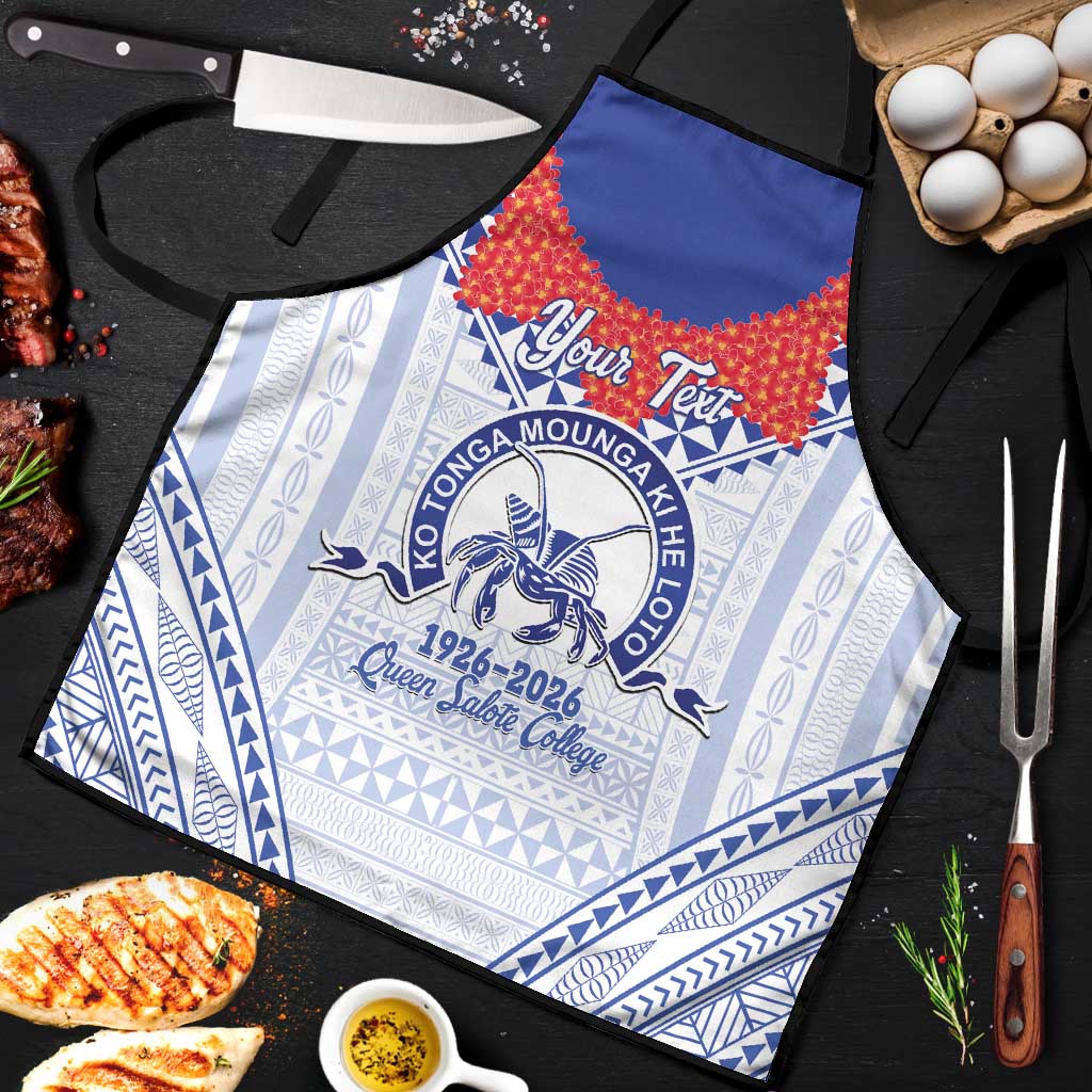 Queen Salote College 100 Years Personalized Apron Tonga QSC Heilala Lei White Ngatu Pattern LT14 White - Polynesian Pride