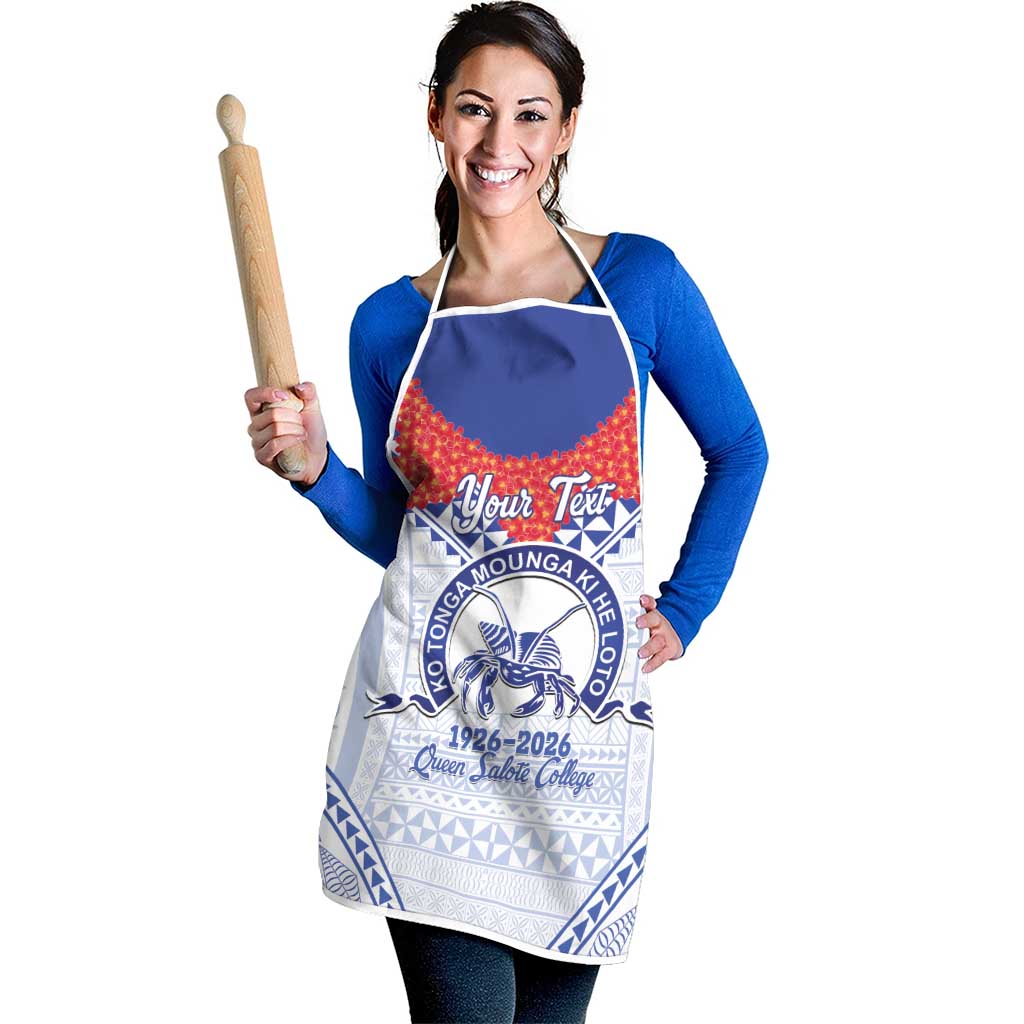 Queen Salote College 100 Years Personalized Apron Tonga QSC Heilala Lei White Ngatu Pattern LT14 - Polynesian Pride