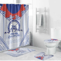 Queen Salote College 100 Years Personalized Bathroom Set Tonga QSC Heilala Lei White Ngatu Pattern LT14 Bathroom Set (4 pcs) White - Polynesian Pride