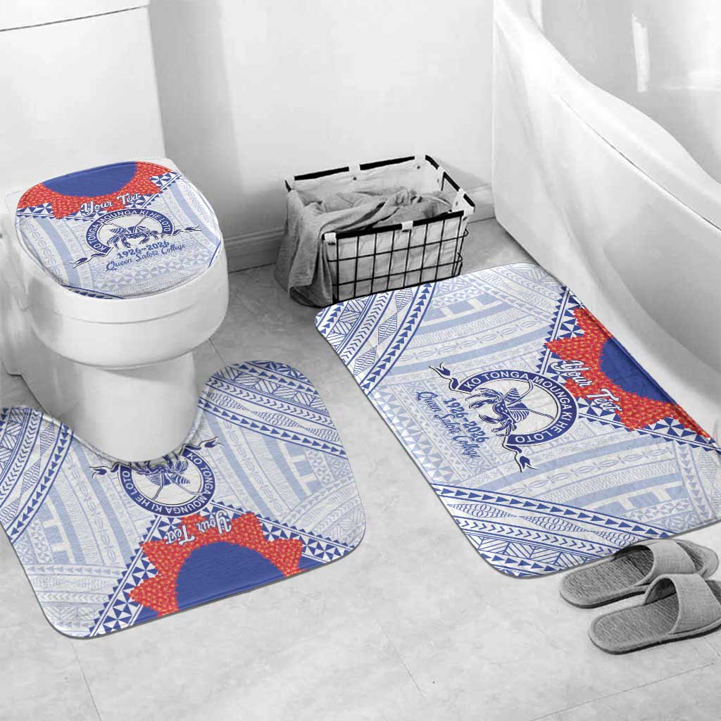Queen Salote College 100 Years Personalized Bathroom Set Tonga QSC Heilala Lei White Ngatu Pattern LT14 Mat Set Only (3 pcs) One Size White - Polynesian Pride